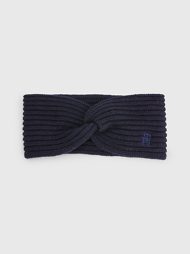 SPACE BLUE Rib Knit Monogram Headband for women TOMMY HILFIGER