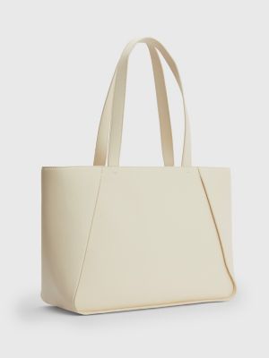 Textured Monogram Plaque Tote Bag BEIGE Tommy Hilfiger