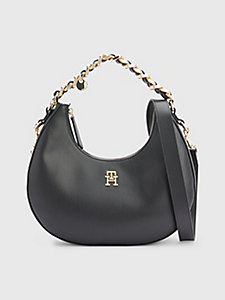 black chic chain strap shoulder bag for women tommy hilfiger