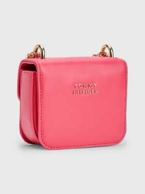 Turn Lock Leather Crossover Bag PINK Tommy Hilfiger