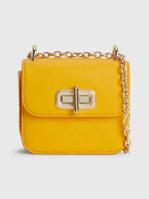 Turn Lock Leather Crossover Bag | YELLOW | Tommy Hilfiger