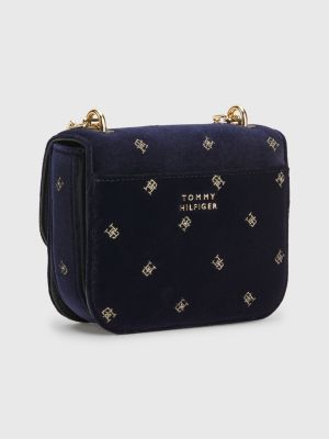 Turn Lock Velvet Small Crossover Bag BLUE Tommy Hilfiger