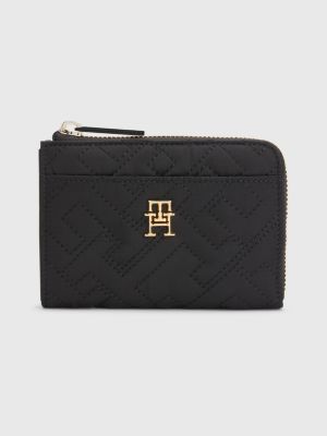 Quilted Medium ZipAround Wallet BLACK Tommy Hilfiger