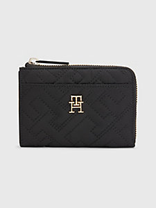 schwarz mittelgroße brieftasche mit stepp-design für damen - tommy hilfiger