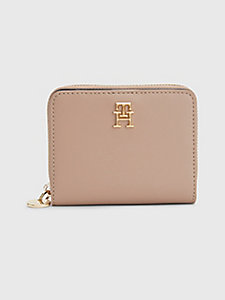 brown chic medium zip-around wallet for women tommy hilfiger