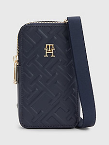 blau iconic handy-brieftasche mit monogramm für damen - tommy hilfiger
