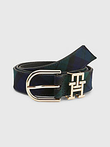 green black watch tartan leather belt for women tommy hilfiger