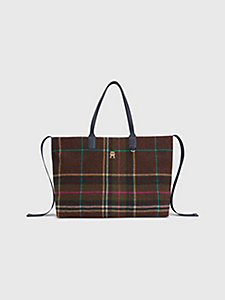 green iconic check tote for women tommy hilfiger