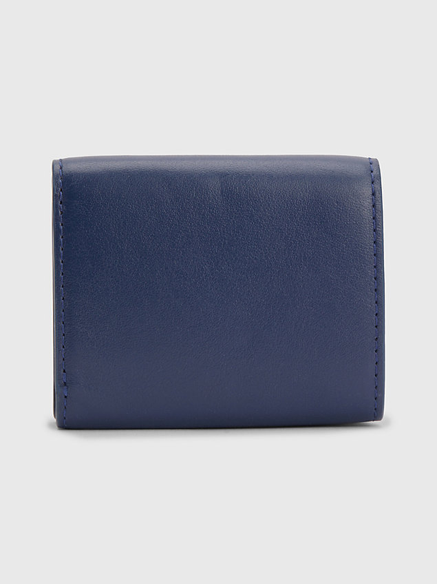 blue leather push lock wallet for women tommy hilfiger