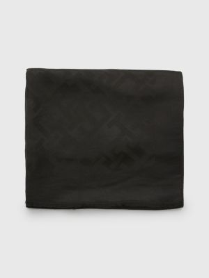 black jacquard monogram scarf for women tommy hilfiger