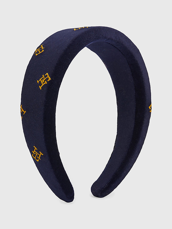 blue velvet monogram headband for women tommy hilfiger