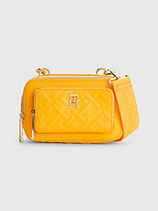 yellow th monogram iconic crossover camera bag for women tommy hilfiger