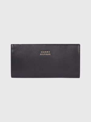 Large Casual Leather Zip-Around Wallet | BLACK | Tommy Hilfiger