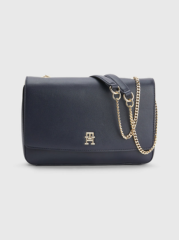 SPACE BLUE Chain Strap Monogram Crossover Bag for women TOMMY HILFIGER