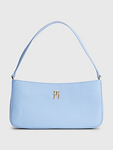 blue metallic detail monogram shoulder bag for women tommy hilfiger