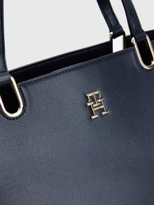 levering Gepolijst Gang Handtas met monogram en smalle handvatten | BLAUW | Tommy Hilfiger