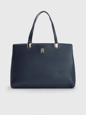 Bolso satchel con asas finas y monograma | | Tommy Hilfiger