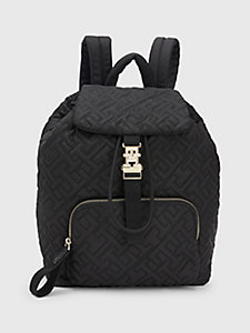 black th monogram quilted backpack for women tommy hilfiger