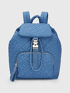 blue th monogram quilted backpack for women tommy hilfiger