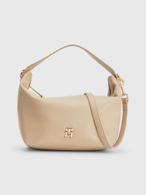 Metallic Monogram Shoulder Bag, Beige