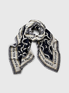 blue jacquard rope square scarf for women tommy hilfiger