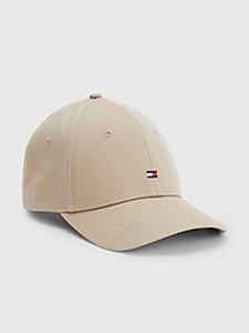 beige essential organic cotton flag baseball cap for women tommy hilfiger