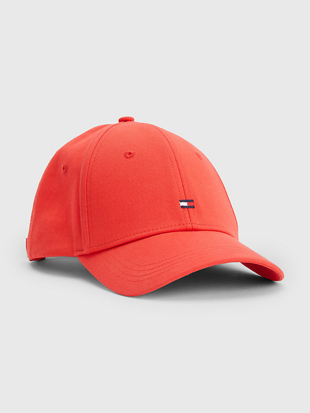 red essential organic cotton flag baseball cap for women tommy hilfiger