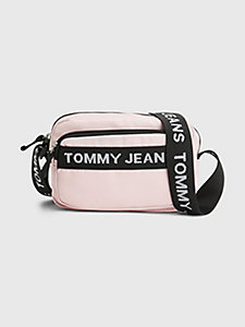 roze essential crossbodytas met band met logo voor dames - tommy jeans