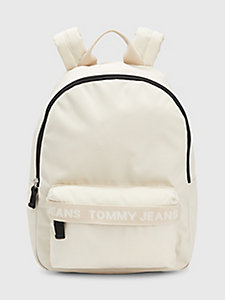 beige essential rucksack mit logomuster für damen - tommy jeans