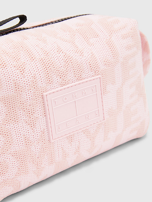 pink gewebte crossbody-tasche mit logo für damen - tommy jeans