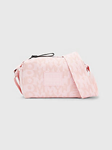 rosa gewebte crossbody-tasche mit logo für damen - tommy jeans