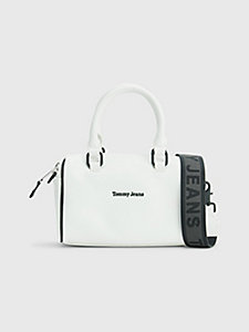 white contrast trim logo bowling bag for women tommy jeans