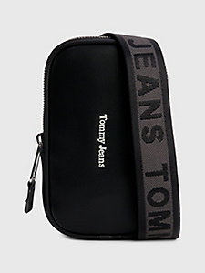 zwart telefoontasje met contrastrand en logo voor dames - tommy jeans