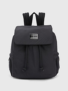 schwarz logo-rucksack mit tunnelzug und kordeln für damen - tommy jeans