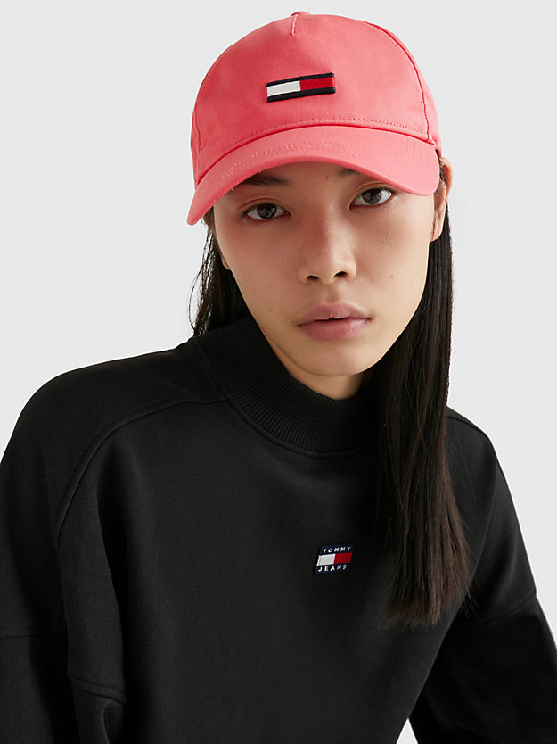 LASER PINK Flag Embroidery Baseball Cap for women TOMMY JEANS