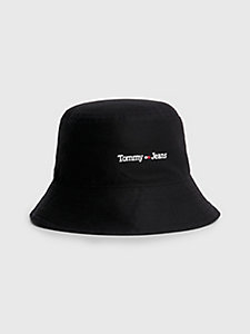 black organic cotton logo bucket hat for women tommy jeans