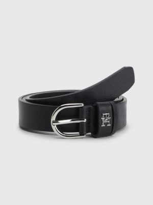 Leather Monogram Belt BLACK Tommy Hilfiger