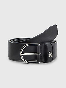 black leather monogram belt for women tommy hilfiger