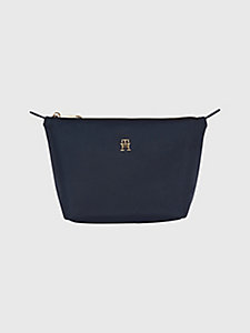 blue metallic monogram washbag for women tommy hilfiger