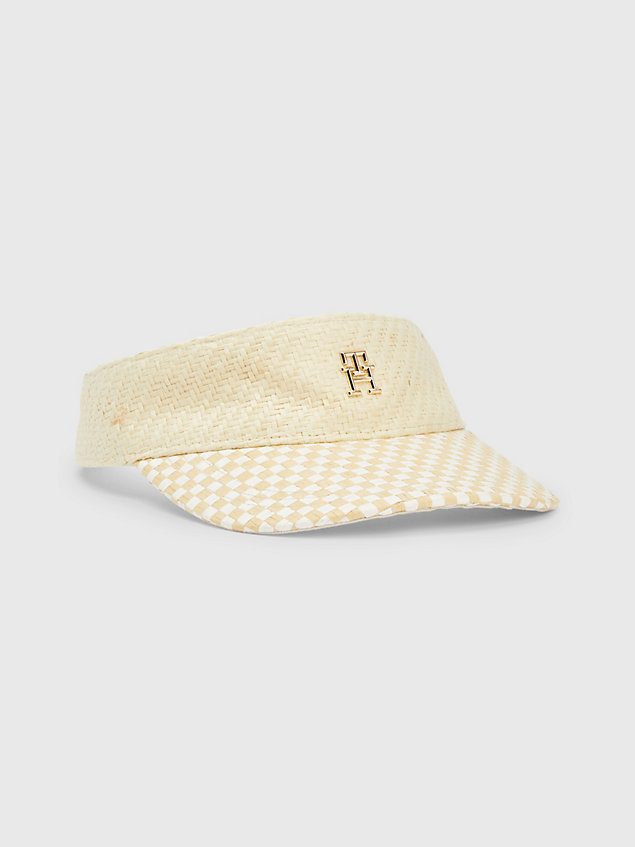 white checkerboard monogram visor for women tommy hilfiger