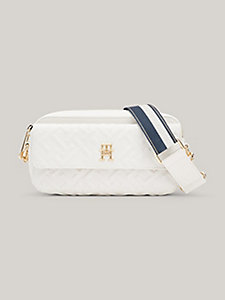 beige th monogram iconic embossed camera bag for women tommy hilfiger