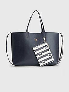 blue iconic stripe tote for women tommy hilfiger