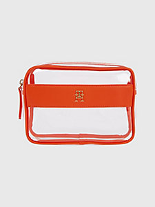 orange stripe monogram clear travel case for women tommy hilfiger