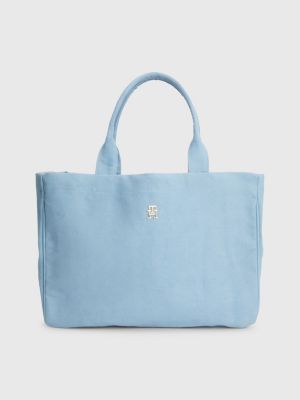 trappe lommetørklæde kapacitet Canvas Monogram Tote | BLUE | Tommy Hilfiger