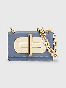 blue turn lock leather crossover bag for women tommy hilfiger