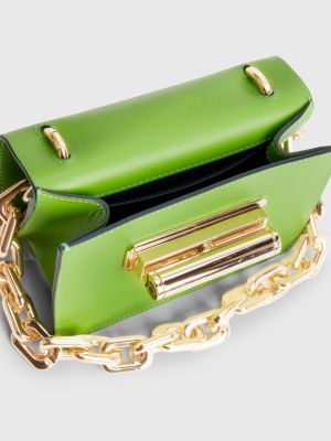 Turn Lock Leather Crossover Bag GREEN Tommy Hilfiger