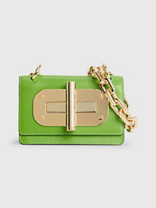 green turn lock leather crossover bag for women tommy hilfiger