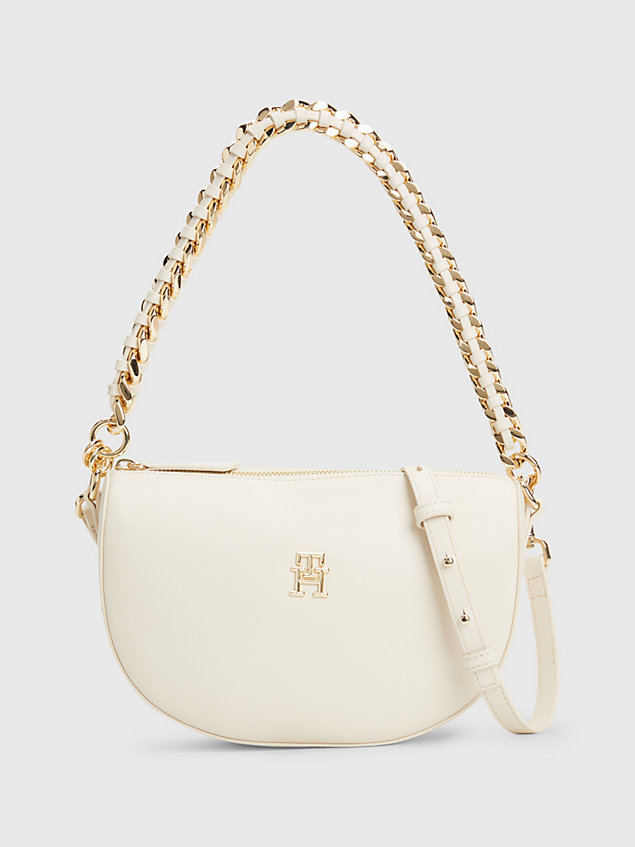 beige chain strap half moon crossover bag for women tommy hilfiger