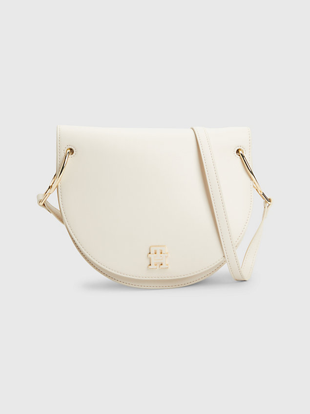 beige chic monogram saddle bag for women tommy hilfiger