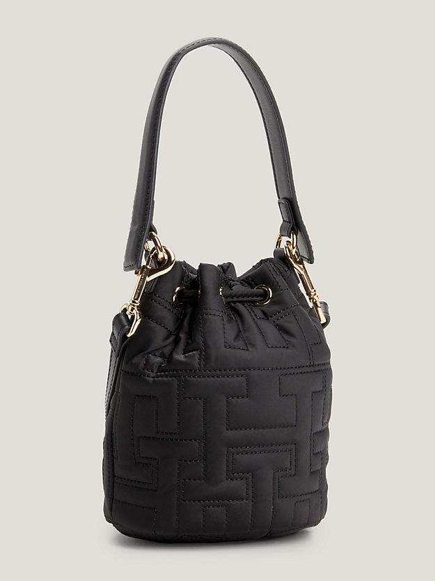 Chic Recycled Monogram Quilting Bucket Bag | Black | Tommy Hilfiger